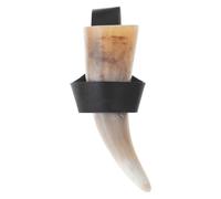 Asukohu Lot de 2 tasses Vikinges en forme de corne à boire avec étui en cuir - Tasse à bière médiévale Renaissance - Costume d'Halloween et cosplay