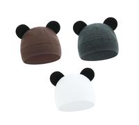 Asukohu Lot de 3 bonnets pour bébé - Crochet - Tricoté - Bonnet en coton chaud - Pour nouveau-né - 0-3 m - Hiver - Respirant, Ensemble I, taille unique