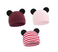 Asukohu Lot de 3 bonnets pour bébé - Crochet - Tricoté - Bonnet en coton chaud - Pour nouveau-né - 0-3 m - Hiver - Respirant, Set D, taille unique