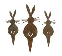 Asukohu Lot de 3 statues de jardin en métal - Décoration extérieure - Animaux - Statuette de jardin en fer