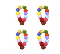 Asukohu Lot de 4 colliers réglables en peluche avec pompons et clochettes pour chats et petits chiens