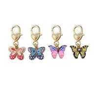 Asukohu Lot de 4 porte-clés aux couleurs vives et colorées avec pendentif en forme de papillon - Pochette élégante - Porte-clés en métal personnalisé - Origine