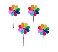 Asukohu Lot de 4 roues d'épingle réfléchissantes - Moulin à vent coloré pour décoration de jardin - Dispositif d'oiseau - Sculptures - Coupe-vent - Décoration extérieure