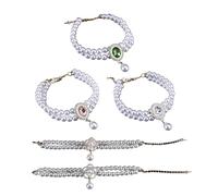 Asukohu Lot de 5 colliers à double couche pour animal domestique avec pendentifs en forme de fleur pour petits chats et chiots - Perles artificielles - Collier de princesse de dessin animé