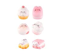 Asukohu Lot de 6 figurines miniatures en résine lapin Dessert Dessin animé Ensemble d'ornements décoratifs pour bureau à domicile Présentoir de table Lapins Résine de dessert Figurines miniatures