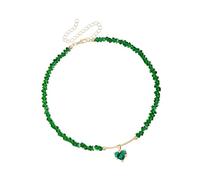 Asukohu Love Themed Collier en strass avec perles de verre de qualité supérieure Chaîne de clavicule polyvalente pour décontracté ou formel, taille unique, Comme décrit, Comme décrit