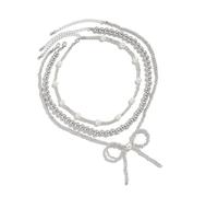 Asukohu Magnifique collier de perles rehaussé d'un délicat pendentif nœud papillon gracieux ornement pour femmes et filles, taille unique, Comme décrit, Comme décrit.