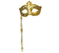 Asukohu Mascarade avec bâton de maintien pour Halloween, costume vénitien de Mardi Gras, carnaval pour fête, bal masqué, Mardi Gras avec bâton rétro Note de musique Halloween