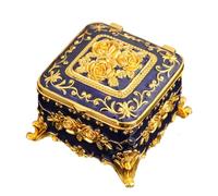 Asukohu Organisateurs de bijoux en métal robuste Styles antiquités européens Émaillé Collier sécurisé Boucles d'oreilles Rangement décoratif en métal Housse de protection