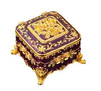 Asukohu Organisateurs de bijoux en métal robuste Styles antiquités européens Émaillé Collier sécurisé Boucles d'oreilles Rangement décoratif en métal Housse de protection
