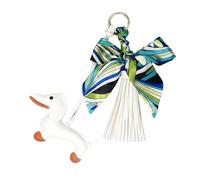 Asukohu Pendentif Teckel élégant avec pompons en cuir souple Nœud papillon Porte-clés Charme de mode Parfait pour les sacs ou la décoration de voiture