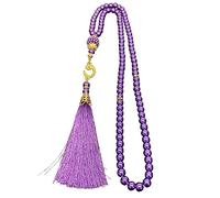 Asukohu Perles d'imitation 99 bandes Bracelets à main Musulmans Prière Bracelet Chapelet Accessoires religieux Bracelets de prière pour femmes hommes islamiques Tasbih Musulmans, taille unique, comme