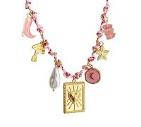 Asukohu Personnalisable Étoile de mer Tortue Collier avec chaîne de corde nouée réglable en plaqué or Bijoux de plage poisson de mer Pendentif Collier, taille unique, Comme décrit, Comme décrit