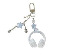 Asukohu Porte-clé tendance en forme de casque Sac Ornement Téléphone Cordon Caractéristique Étoile Musique Notes pour les étudiants et les amateurs de musique Porte-clés Note, bleu, Hanging rope