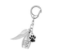 Asukohu Porte-clés de qualité supérieure avec pendentif en forme d'ailes d'animaux de compagnie - En acier inoxydable - Bijou de crémation pour la camaraderie pour les cendres - Avec pendentif en
