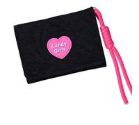 Asukohu Portefeuille court rétro tendance avec couleur vive de bonbons et pièces en forme de cœur Porte-monnaie multi-compartiments fonctionnels Portefeuille tendance mignon pour filles, Noir
