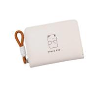 Asukohu Portefeuille pour femme avec porte-cartes en cuir synthétique de grande capacité, sac à main à monnaie avec chats adorables, sac à monnaie court pour fille, petite et grande capacité, blanc