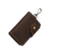 Asukohu PU Leather Keychain Porte-cartes pour professionnels Clip de ceinture amovible Design Compact Keyring Portefeuille Porte-monnaie Vintage Porte-monnaie pour les trajets quotidiens, Couleur café