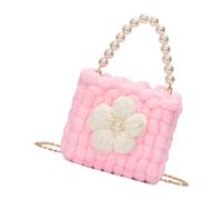 Asukohu Sac à bandoulière en tricot doux comme un nuage crème avec fleur bouffante - Sac à bandoulière léger et convivial - Sac de soirée pour femme, a, One Size