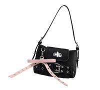 Asukohu Sac à main léger sous les bras pour un usage quotidien, sac à bandoulière moderne en cuir synthétique conçu pour les femmes et les filles, sac à bandoulière en cuir synthétique pour moto, Noir
