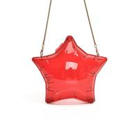 Asukohu Sac de soirée unique en forme d'étoile PVC Chaîne Épaule Décontracté Sac à bandoulière Sac à main pour mariages et fêtes Sac à bandoulière étudiant, rouge