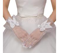 Asukohu Styles français Nœud papillon Gants Court Dentelle Pour occasions spéciales et fête de mariage Niveau Costume Accessoires de mariée mariée, Blanc., taille unique