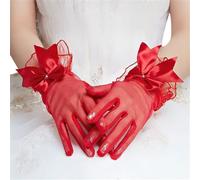 Asukohu Styles français Nœud papillon Gants Court Dentelle Pour occasions spéciales et fête de mariage Niveau Costume Accessoires de mariée mariée, rouge, taille unique
