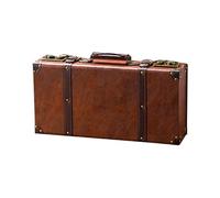 Asukohu Valise en bois de grande capacité avec poignées en cuir Style vintage Coffre de rangement pour productions cinématographiques mariage Poignée en cuir Bagage vintage