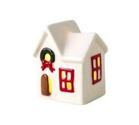 Asukohu Village de Noël Collectionneur Bougeoir en céramique à piles Décoration Festival Hiver Présentoir pour collectionneurs Maison de vacances Bougeoir