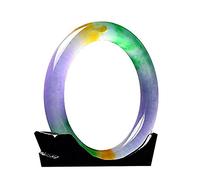 ASumPio Bracelet Bracelet en Jade Coloré Tricolore Naturel, Accessoires De Bijoux en Jade À Barre Ronde, Bonne Chance avec Boîte À Bijoux, 54-64 Mm,Onecolor-56MM
