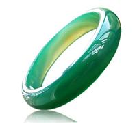 ASumPio Bracelet Chinois, Bracelet De Jade Vert, Bracelet De Jade Féminin Transparent D’Agate Naturelle 5A, Bracelet De Jade De Calcédoine Verte en Cristal,64mm
