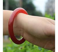 ASumPio Bracelet Chinois, Bracelet en Jade, Agate Naturelle Jade Rouge Clair, Jolis Bracelets pour Femmes,58mm