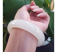 ASumPio Bracelet Chinois, Bracelet en Jade, Bracelet en Jade Blanc Afghan Naturel À La Mode, Bracelet en Jade Épais Élargi,58mm