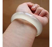 ASumPio Bracelet De Jade, Bracelet Chinois, Bijoux De Jade pour Femmes, Bracelet De Jade Blanc Glacé Naturel Bracelet De Jade avec Boîte,60mm