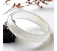 ASumPio Bracelet De Jade, Bracelet Chinois, Bracelet D’Agate Blanche Naturelle, Bracelet De Calcédoine, Bracelet De Jade en Cristal avec Boîte,56mm