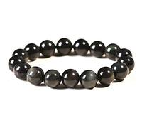 ASumPio Bracelet De Jade pour Femmes, Bracelet Bouddha, Bijoux en Agate, Bracelet en Obsidienne Noire en Agate Naturelle avec Boîte,14mm