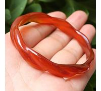 ASumPio Bracelet en Jade, Bracelet Chinois, Agate Brésilienne Jade Rouge Clair, Jolis Bracelets pour Femmes,62mm