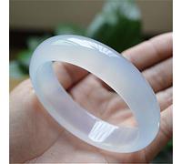 ASumPio Bracelet en Jade, Bracelet Chinois, Bracelet en Calcédoine Blanche Naturelle, Bracelet en Cristal D'Agate Et De Jade pour Femme avec Boîte,64mm