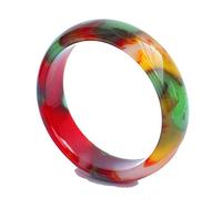 ASumPio Bracelet en Jade pour Dames, Bracelet en Jade De Jade Coloré De Style Ethnique en Calcédoine Colorée, Bracelet pour Dames, avec Emballage De Boîte À Bijoux,58mm