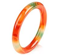ASumPio Bracelet en Jade pour Femme, Bracelet en Calcédoine Naturelle, Bracelet en Agate, Bracelet en Jade Coloré, Bracelet en Jade À Barre Ronde pour Femme, Porte-Bonheur, pour Petite Am,62mm