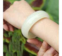 ASumPio Bracelet en Jade pour Femmes, Bracelet Chinois, Naturel A Cargo Sheep Fat Grade Beige Blanc Jade Femme Jade Bracelet avec Boîte,62mm