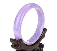 ASumPio Bracelet en Jade Violet Naturel Bracelet en Jade Violet Fengshui, Bracelet en Agate Violette pour Dames Élégantes Chinoises, Mariage/Anniversaire/Célébration, avec Boîte À Bijoux,58mm
