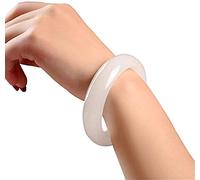 ASumPio Bracelet Jonc en Jade Blanc Classique Élégant pour Femme Bracelet en Jade Naturel Fabriqué À La Main Bonne Fortune Feng Shui Bracelets en Jade Bijoux avec Boîte,62mm