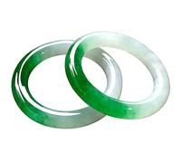ASumPio Bracelet Jonc en Jade pour Femme, Bracelet en Jade De Couleur Translucide, Bracelet en Jade À Fleur Flottante Moitié Blanc Et Moitié Vert, 53-64 Mm, pour La Famille, pour Les Amis,57-58mm