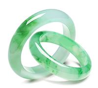 ASumPio Bracelets en Agate De Calcédoine pour Femme, Bracelet en Jade À Fleur Verte Flottante Naturelle, Bracelet en Jade Porte-Bonheur Chinois Élégant Et Classique, avec Boîte À Bijoux,56mm
