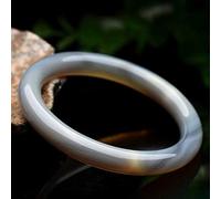 ASumPio Bracelets en Jade, Bracelet Jonc en Agate Grise Vintage Naturelle, Bracelet De Style Chinois, Bijoux Feng Shui, pour Mère À Petite Amie, avec Boîte À Bijoux,56-58mm