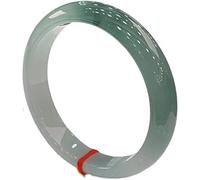 ASumPio Bracelets en Jade De Couleur Translucide Naturelle, Bracelet Jonc en Jade À Fleur Flottante Turquoise pour Femme, Bracelet en Jade Porte-Bonheur Classique Élégant Chinois, avec Bo,60mm