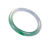 ASumPio Bracelets en Jade Naturel, Bracelet De Couleur Jade, Bracelet Jonc en Jade, Bracelets Ronds Fins À Fleurs Flottantes Moitié Vert Moitié Blanc, Bracelet en Jade Jingle, Porte-Bonhe,58mm