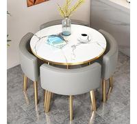 ASumPio Ensemble Table Et Chaises De Salle À Manger Moderne pour 4 Personnes avec Table De Réception De Bureau Élégante, Mobilier Rond/Carré pour Salle De Conférence D'Affa,Gray+gold-80cm/31.5in