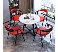 ASumPio Ensemble Table Et Chaises pour Salle À Manger Familiale Ou De Bureau Table pour Réception Une Table Quatre Chaises Table De Diamètre 80 Cm Bureau À Domicile Salle D,A-13 80 Cm-A-13